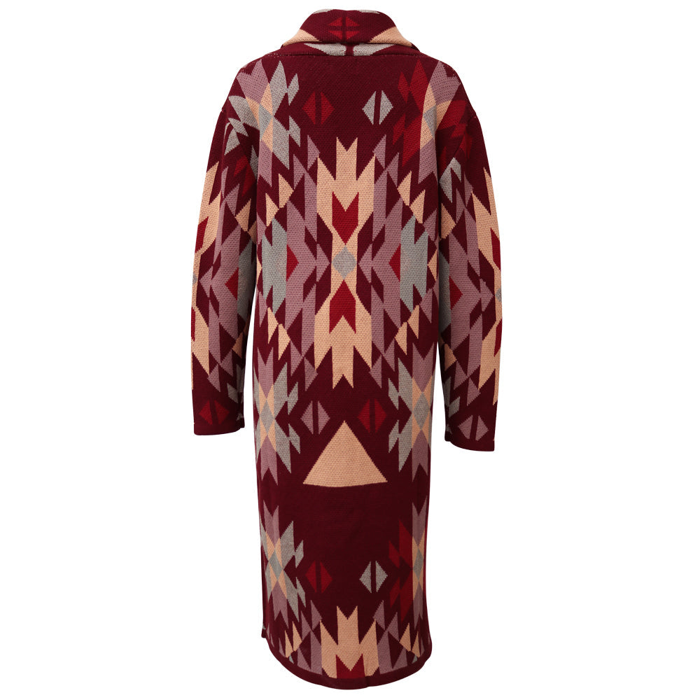 "Hooey Ladies Sweater Knit Duster" Multi Color Aztec
