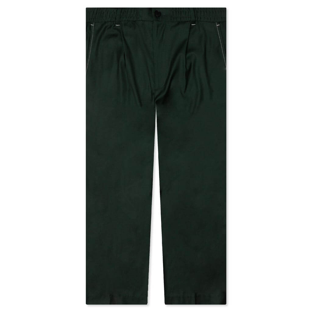 Lightweight Wool Elasticated Woven Pant - Forest Green
