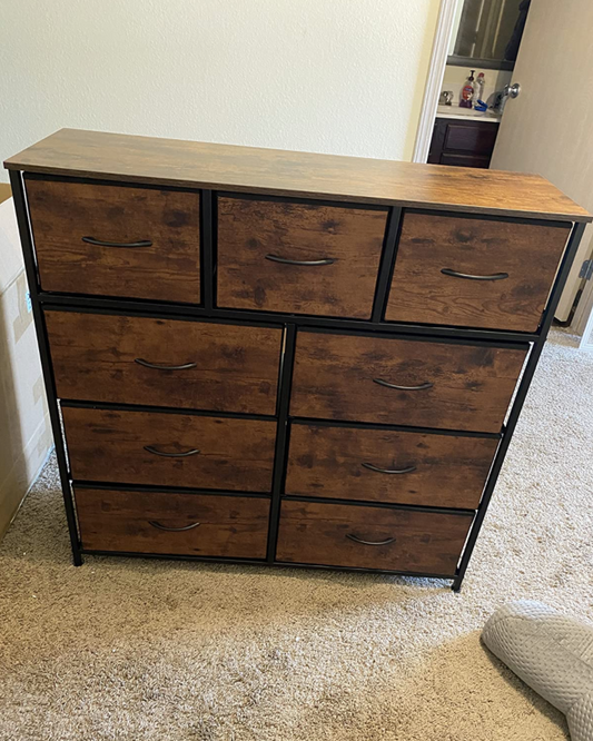 9-Drawer Dresser, Fabric Storage Tower for Bedroom, Nursery, Entryway, Closets, Tall Chest Organizer Unit